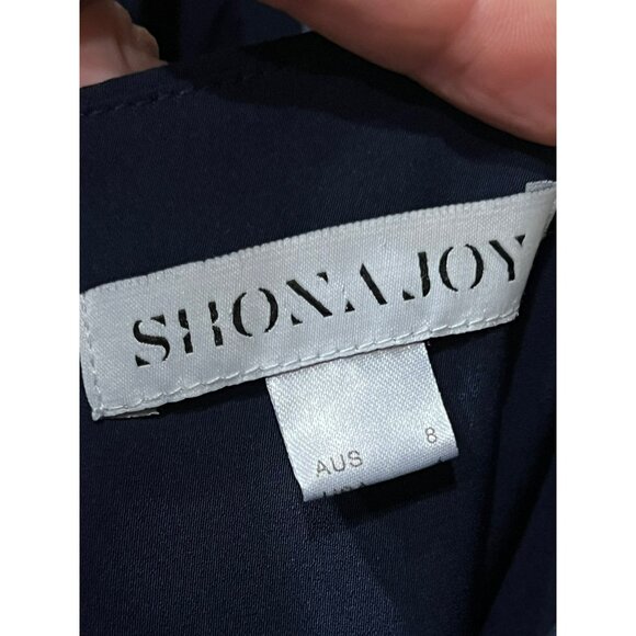 Shona Joy Core Knot  Navy Halter-Neck Midi Dress AUS 8 Sleeveless  Draped Silhou - Picture 5 of 8